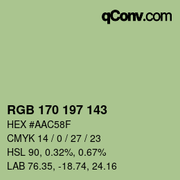Color code: RGB 170 197 143 | qconv.com