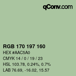 Código de color: RGB 170 197 160 | qconv.com
