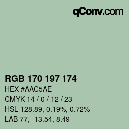 Color code: RGB 170 197 174 | qconv.com