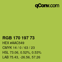 Color code: RGB 170 197 73 | qconv.com