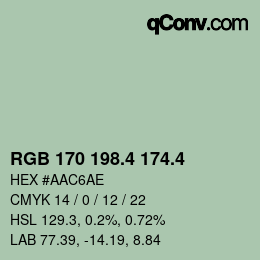 カラーコード: RGB 170 198.4 174.4 | qconv.com