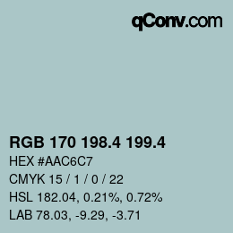 カラーコード: RGB 170 198.4 199.4 | qconv.com