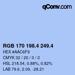 カラーコード: RGB 170 198.4 249.4 | qconv.com