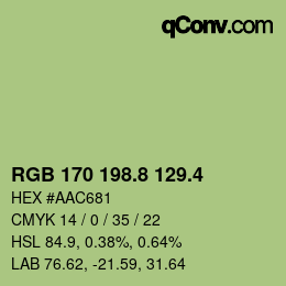 カラーコード: RGB 170 198.8 129.4 | qconv.com