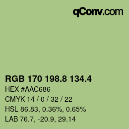 カラーコード: RGB 170 198.8 134.4 | qconv.com