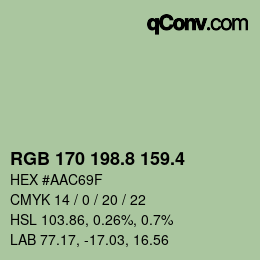 カラーコード: RGB 170 198.8 159.4 | qconv.com