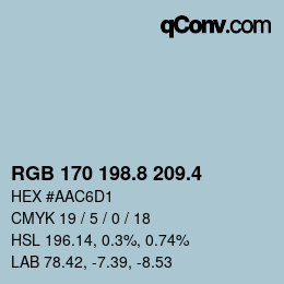 カラーコード: RGB 170 198.8 209.4 | qconv.com