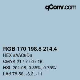 カラーコード: RGB 170 198.8 214.4 | qconv.com