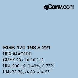 カラーコード: RGB 170 198.8 221 | qconv.com
