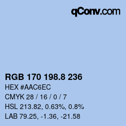 カラーコード: RGB 170 198.8 236 | qconv.com