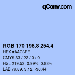 カラーコード: RGB 170 198.8 254.4 | qconv.com