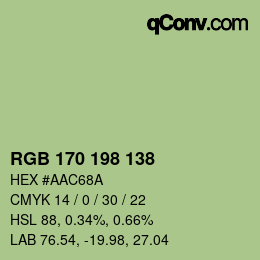 颜色代码: RGB 170 198 138 | qconv.com