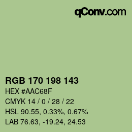 Color code: RGB 170 198 143 | qconv.com