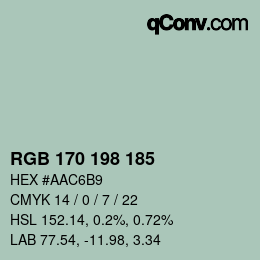 Color code: RGB 170 198 185 | qconv.com