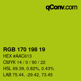 Color code: RGB 170 198 19 | qconv.com
