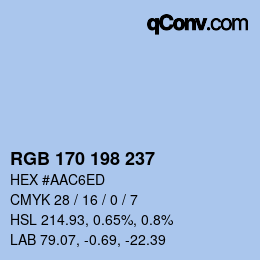 Color code: RGB 170 198 237 | qconv.com