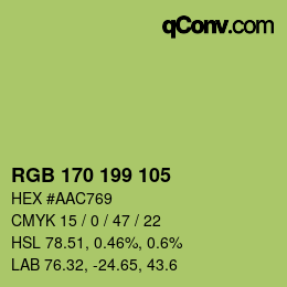 Color code: RGB 170 199 105 | qconv.com