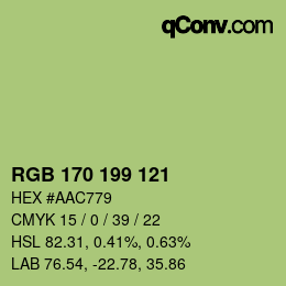 Color code: RGB 170 199 121 | qconv.com