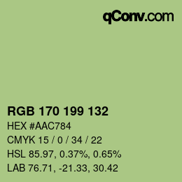 Color code: RGB 170 199 132 | qconv.com