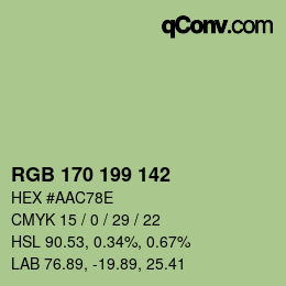 Color code: RGB 170 199 142 | qconv.com