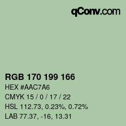 Color code: RGB 170 199 166 | qconv.com