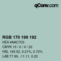 Color code: RGB 170 199 192 | qconv.com