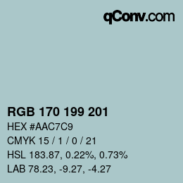 Color code: RGB 170 199 201 | qconv.com