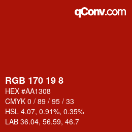 Color code: RGB 170 19 8 | qconv.com