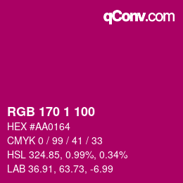 Color code: RGB 170 1 100 | qconv.com