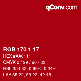 Color code: RGB 170 1 17 | qconv.com