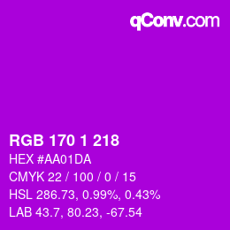 Color code: RGB 170 1 218 | qconv.com