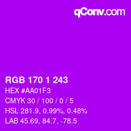 カラーコード: RGB 170 1 243 | qconv.com