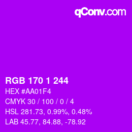 Color code: RGB 170 1 244 | qconv.com