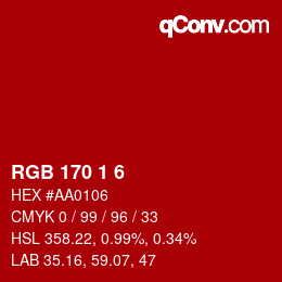 カラーコード: RGB 170 1 6 | qconv.com