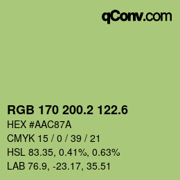 カラーコード: RGB 170 200.2 122.6 | qconv.com