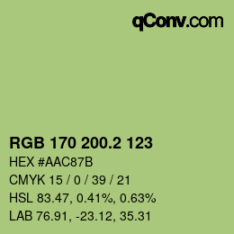 カラーコード: RGB 170 200.2 123 | qconv.com