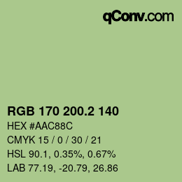 カラーコード: RGB 170 200.2 140 | qconv.com