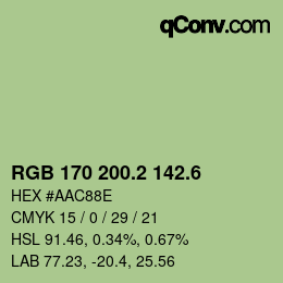 カラーコード: RGB 170 200.2 142.6 | qconv.com
