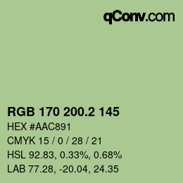 カラーコード: RGB 170 200.2 145 | qconv.com