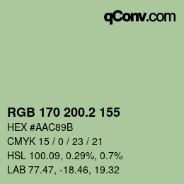 カラーコード: RGB 170 200.2 155 | qconv.com