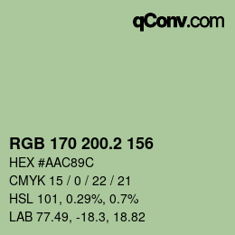 カラーコード: RGB 170 200.2 156 | qconv.com
