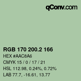 カラーコード: RGB 170 200.2 166 | qconv.com