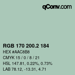 カラーコード: RGB 170 200.2 184 | qconv.com