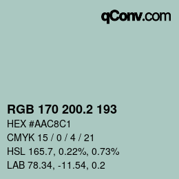カラーコード: RGB 170 200.2 193 | qconv.com