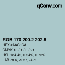 カラーコード: RGB 170 200.2 202.6 | qconv.com