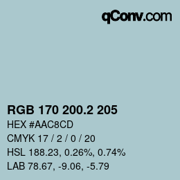 カラーコード: RGB 170 200.2 205 | qconv.com