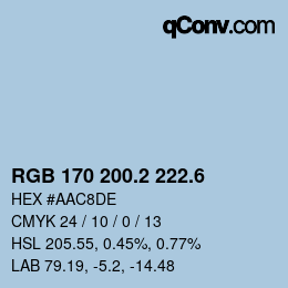カラーコード: RGB 170 200.2 222.6 | qconv.com
