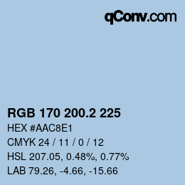 カラーコード: RGB 170 200.2 225 | qconv.com