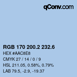 カラーコード: RGB 170 200.2 232.6 | qconv.com