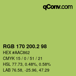 カラーコード: RGB 170 200.2 98 | qconv.com